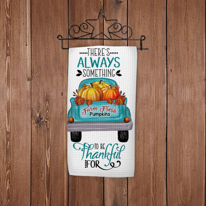 Pumpkin-Truck-Thankful-Teal-Tea-Towel-on-StarHolder