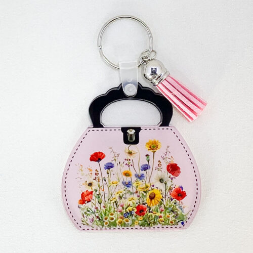 Acrylic Pink purse and keychain main