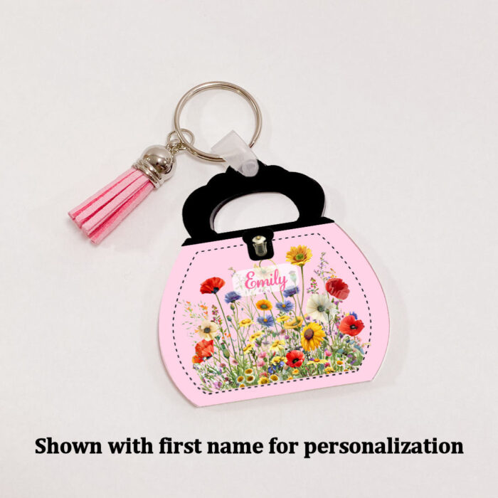 Acrylic Pink purse and keychainName