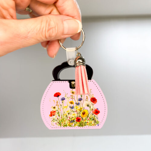 Acrylic Pink purse and keychainfingers
